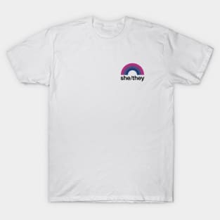 She/They Pronouns Bisexual Pride T-Shirt